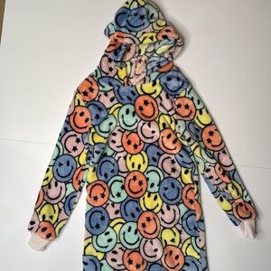 Colorful Smiley Face Hoodie Fleece Nightgown (like new!)